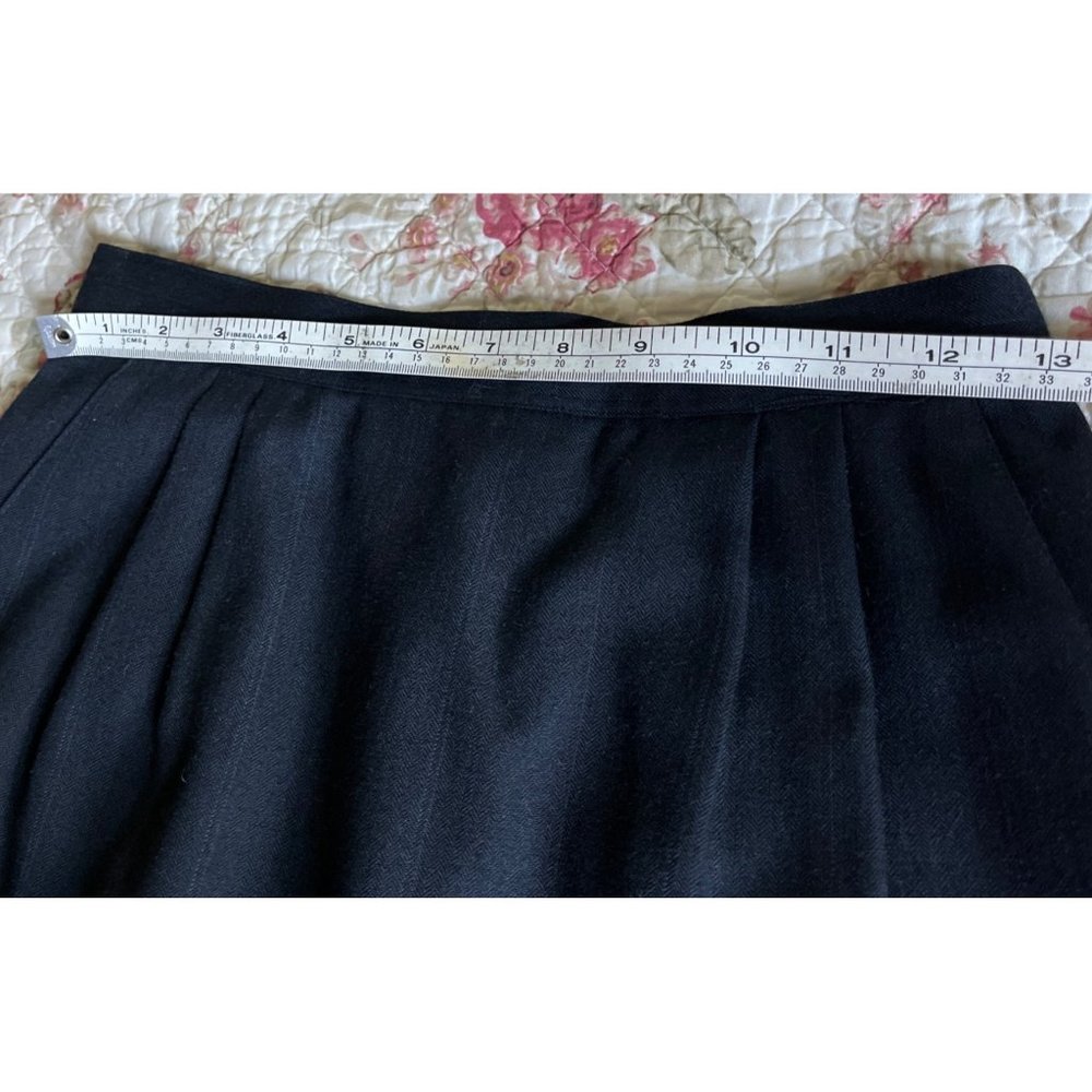 Alcott & Andrews Wool Pinstriped Black Pencil Knee Length Skirt Lined Womens 4 - Picture 5 of 7